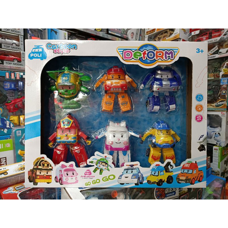 Hộp đồ chơi lắp ghép Robot biến hình thành xe ô tô POLI 381D