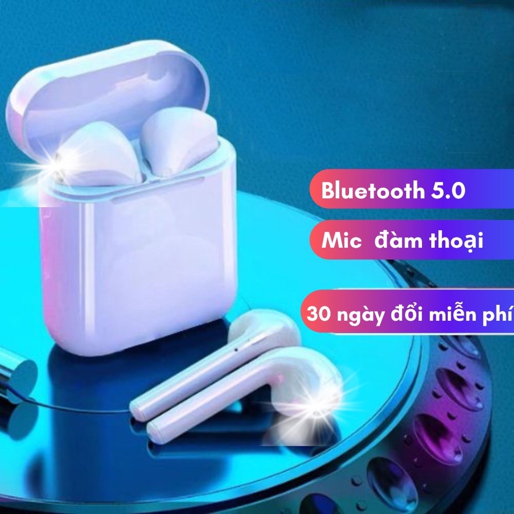 Tai nghe Bluetooth I12, tai nghe không dây TWS bản Quốc tế âm thanh chuẩn HIFI dùng cho các dòng điện thoại và laptop