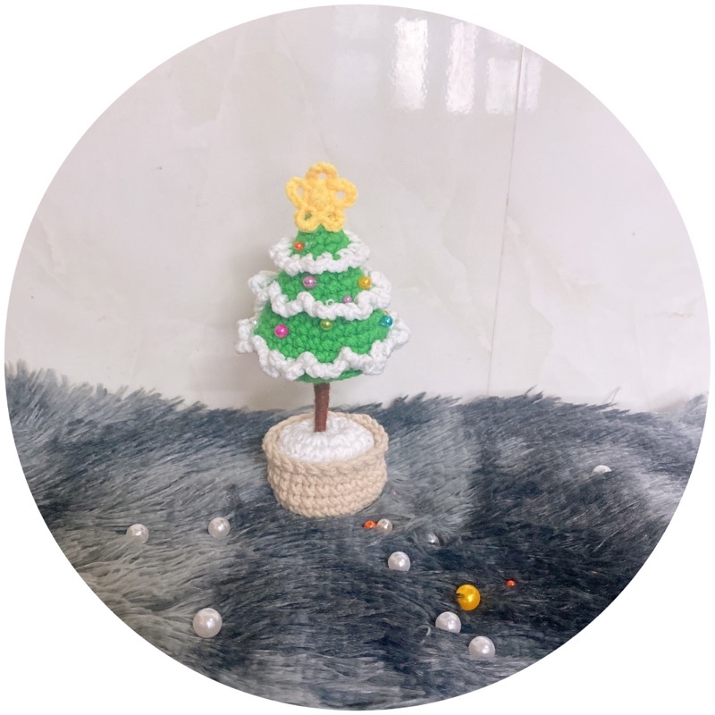 CÂY THÔNG NOEL BẰNG LEN _ Quà Tặng Giáng Sinh - Trang Trí Bàn Học , Bàn Làm Việc