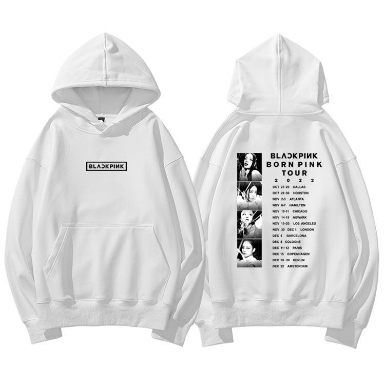 Áo Hoodie Cotton Dáng Rộng In Hình BLACKPINK Tour Dallas JISOO JENNIE Ross LISA Phong Cách Đường Phố Hàn Quốc Cho Nam Và Nữ
