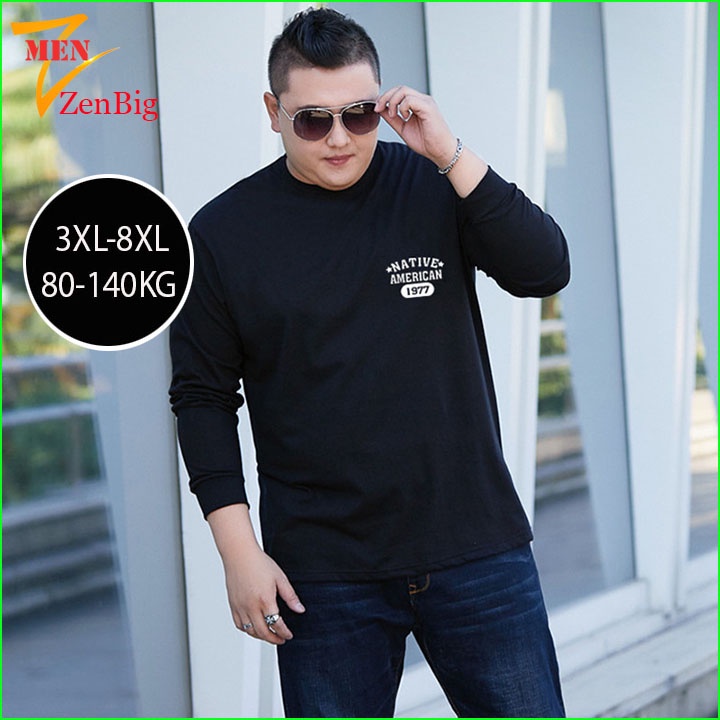 áo thun nam dài tay big size vải cotton dành cho người mập người béo