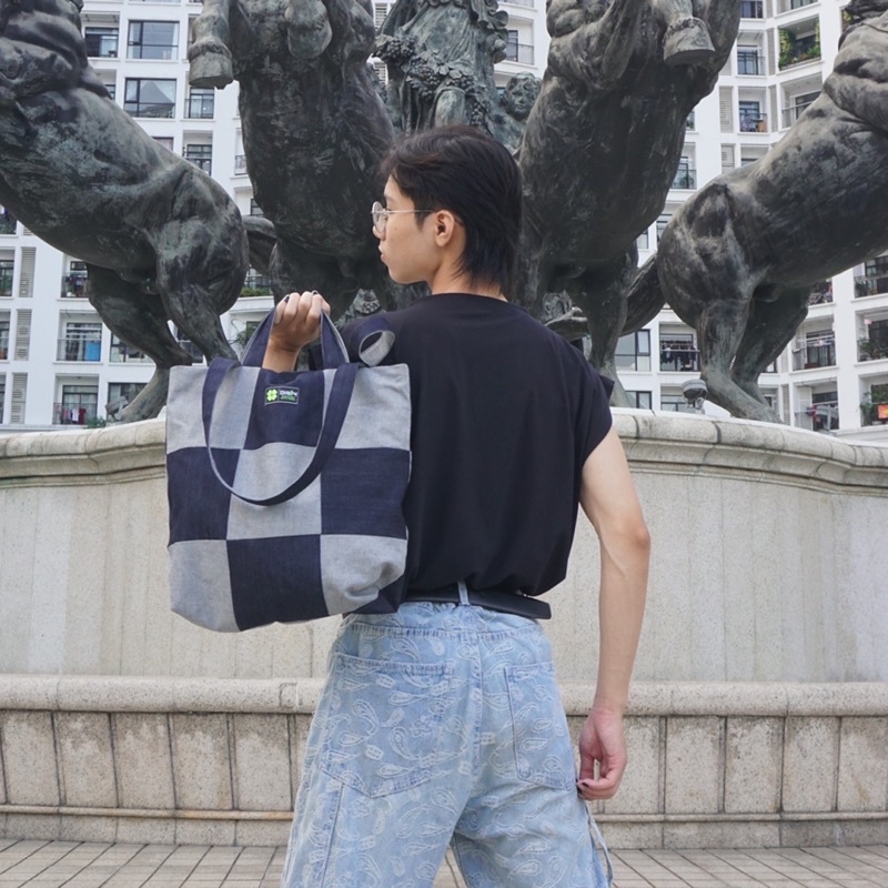 Túi Đeo Vai Chính Hãng DRIMWE Ghép Caro Unisex Nam Nữ