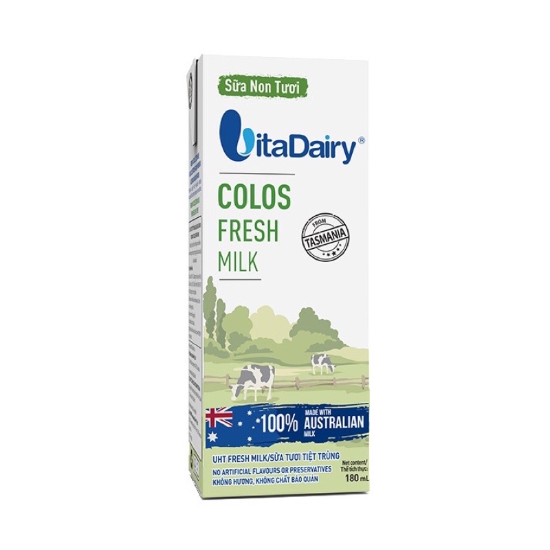 Thùng sữa non tươi Vitadairy Colos Fresh Milk 180ml x 24hộp