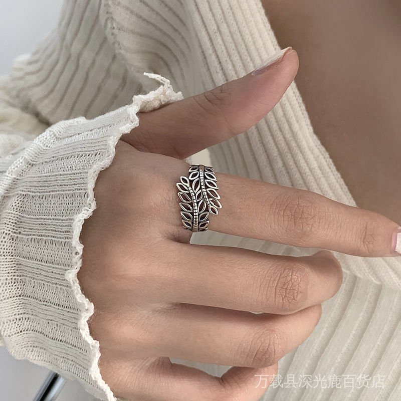 Nhẫn Hình Lá Mây Đan Rỗng Phong Cách Punk Đường Phố Cá Tính Thời Trang Cho Nữ Haobing boutiqu