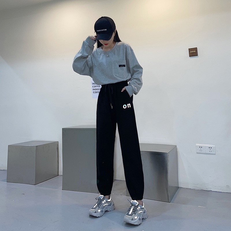 IELGY   Quần Thể Thao Mỏng In Chữ Phản Quang Phong Cách Hàn Quốc Cho Nữ