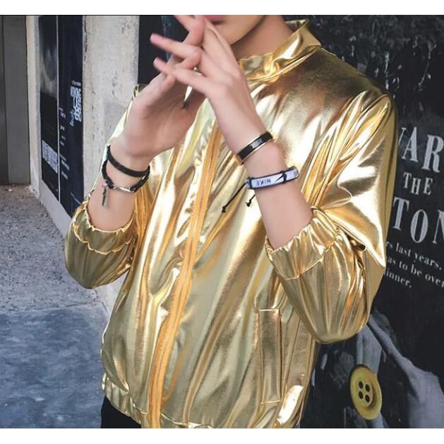 Áo Khoác Bóng Chày Màu Bạc / Vàng Thời Trang Cá Tính Cho Nam