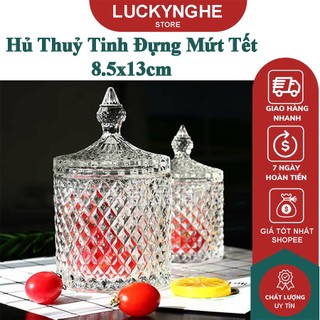 Khay mứt thủy tinh,Thố thủy tinh pha lê đựng mứt, kẹo, hạt dưa, lọ thủy tinh đựng hạt khô-Hoa văn ngẫu nghiên