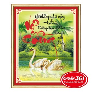 Tranh thêu Vợ Chồng thiên nga 3D Ailuo AL53315 |52x63cm| chưa thêu