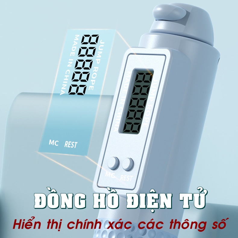 Dây Nhảy Không Dây Giảm Cân Thể Dục Cho Trẻ Em Người Lớn Dây Nhảy Thể Thao Lõi Thép Có Đếm Số Vòng Điện Tử