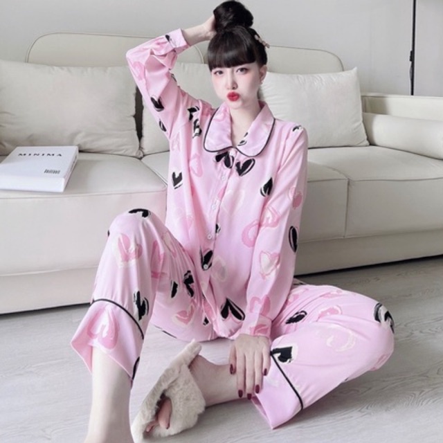 Đồ bộ nữ pijama SOJUN Quần Dài Tay dài Lụa Mango Cao Cấp 40-60kg