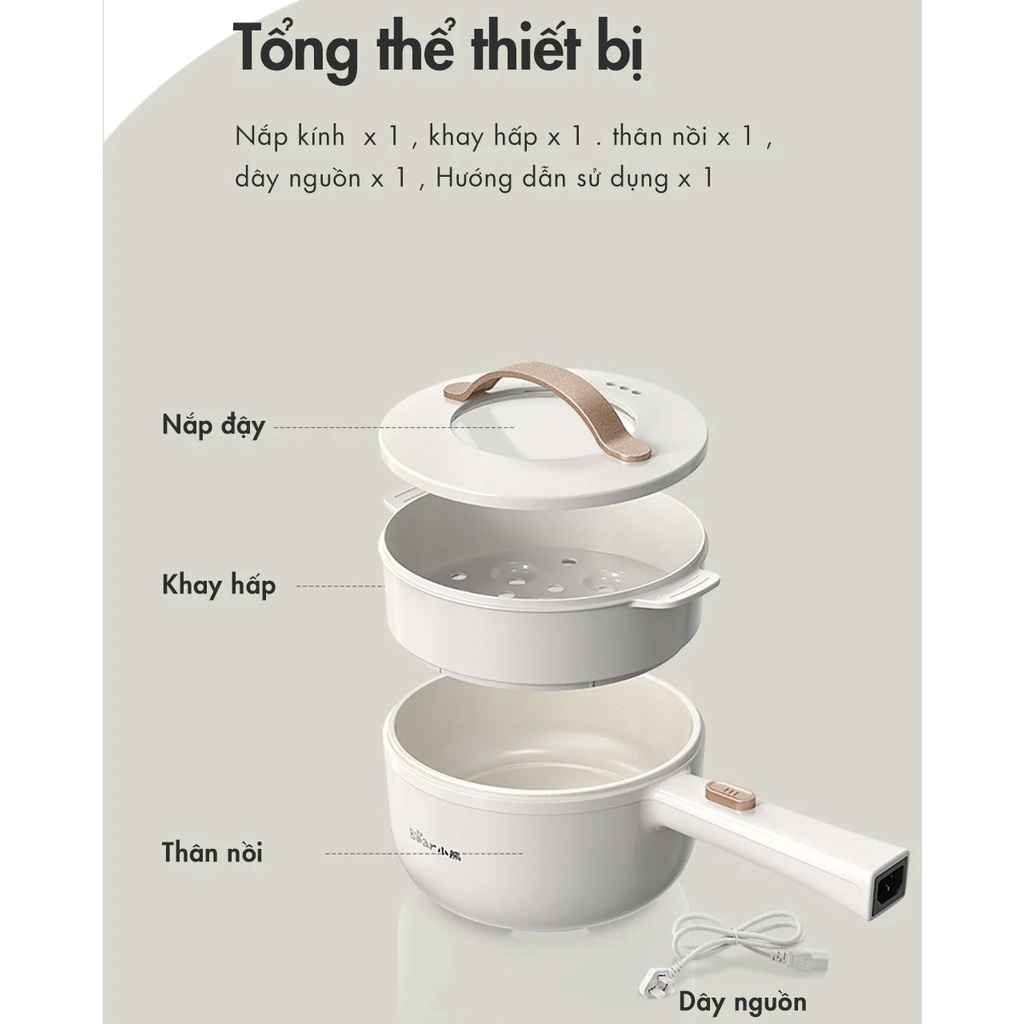 Nồi Điện Đa Năng 1.6L Bear DRG-E15F2 | Hàng Chính Hãng | Bảo Hành 18T |  | Mimax Store