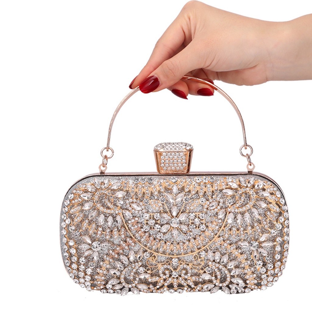 Ví Cầm Tay Đính Kim Cương Giả Sang Trọng Cho Nữ