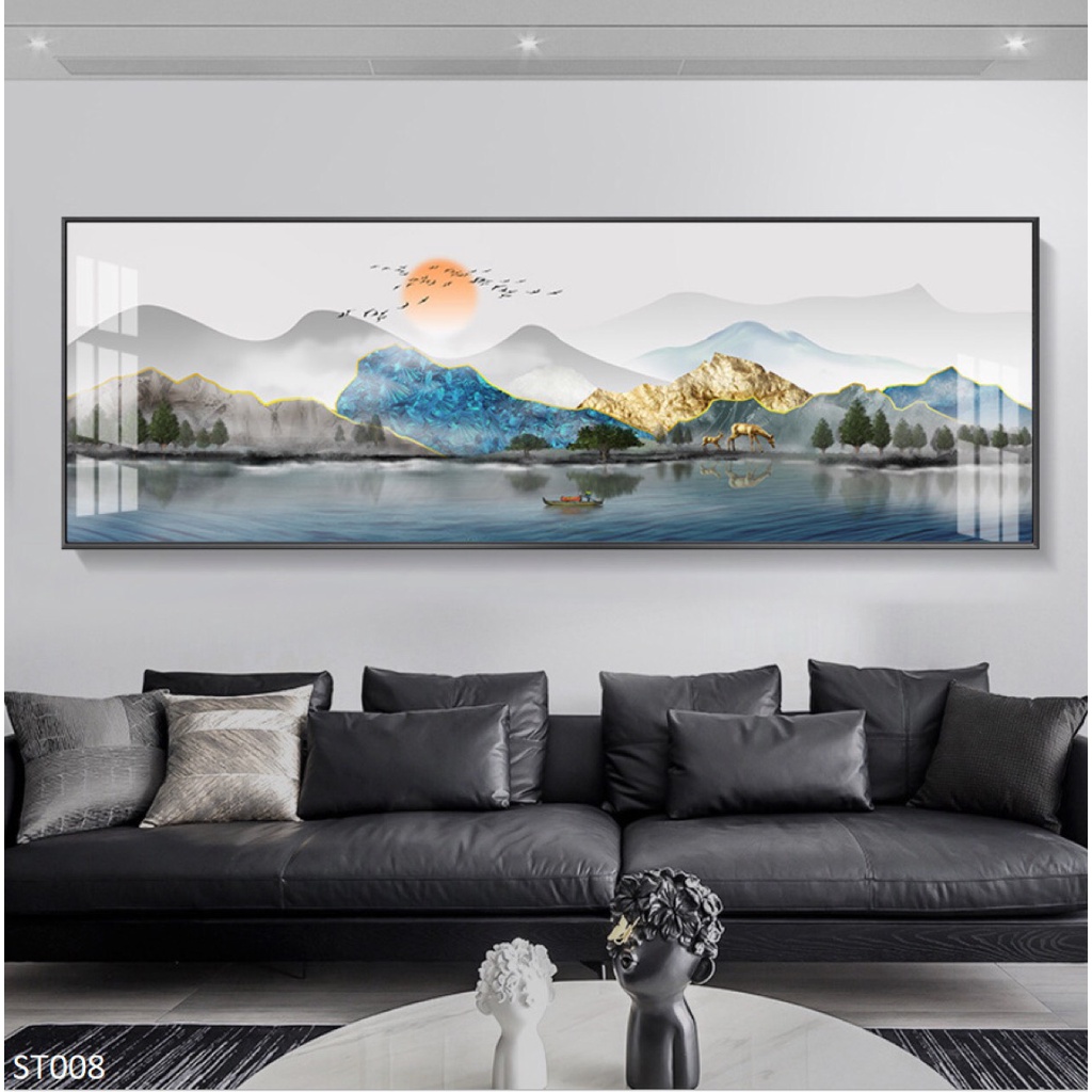 Tranh Sơn Thủy Hữu Tình, Khổ Ngang Tráng Gương   Treo Tường/Trang Trí Phòng Khách/  Làm Quà Tặng - Simplehouse