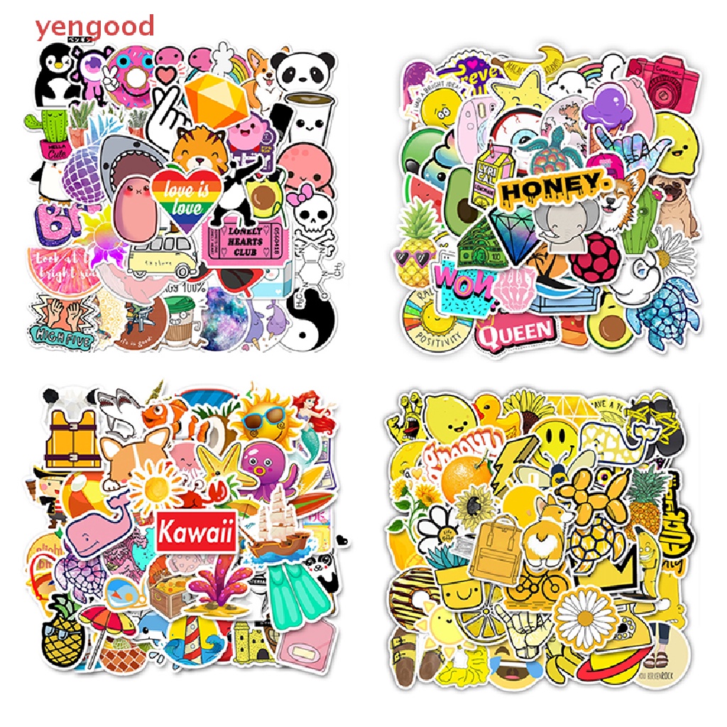 Bộ 50 Miếng Dán Trang Trí Va Li / Ván Trượt Hình Anime Dễ Thương Cho Bé Gái