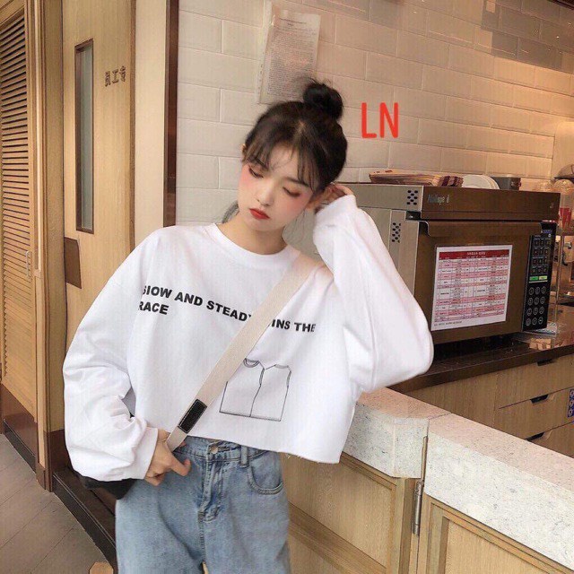 Áo thun croptop tay dài phong cách Ulzzang hàn quốc mẫu D1