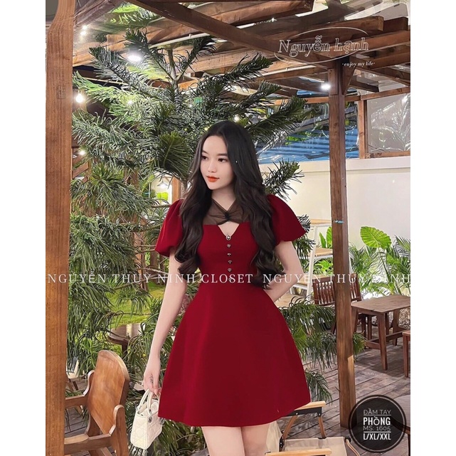 BIGSIZE HIẾU HIẾU ( Đầm tay phồng viền ren 55-100kg )