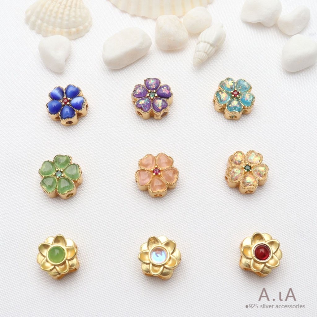 █diy゜14k●1 Gói 5 Hạt Xâu Chuỗi Màu Trắng / Xanh Ngọc Bích Cổ Điển Dùng Làm Trang Sức diy