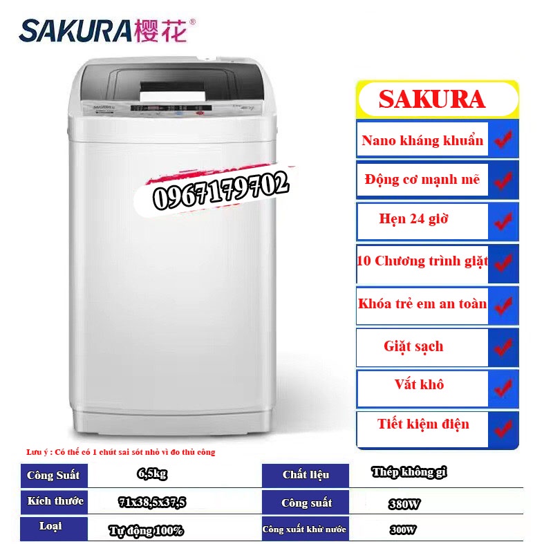 Máy giặt mini SAKURA Tự động 100%, giặt, vắt, sấy - Có thể giặt áo khoác lông mùa đông cỡ lớn