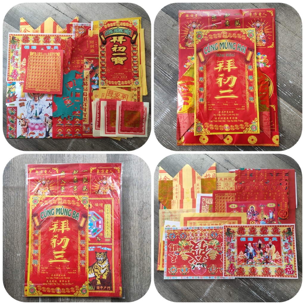 Bộ giấy cúng TẾT (xếp sẳn) (Mùng 1,Mùng 2 , Mùng 3) - loại đẹp