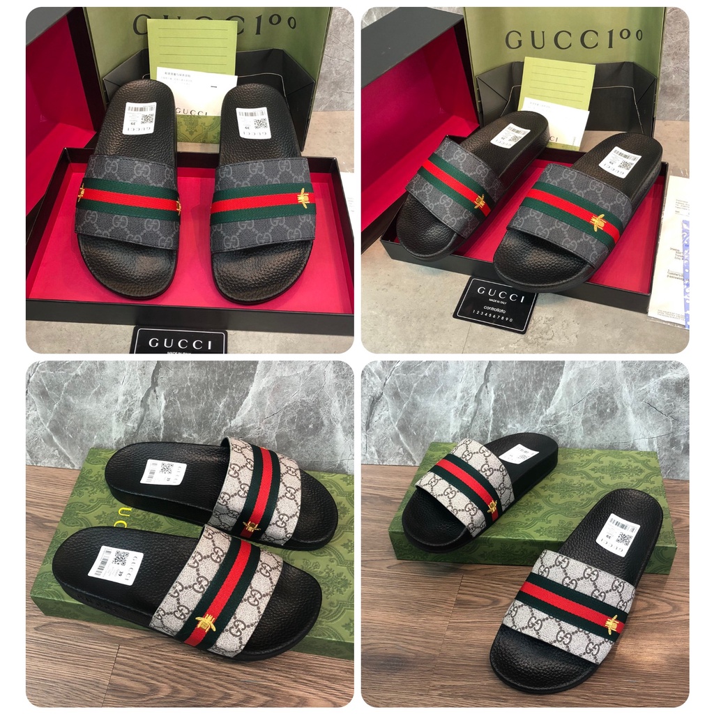 Dép Quai Ngang GC Nam Đai Chun Thêu Ong Phối Đồ Cực Tôn Dáng, FULLBOX