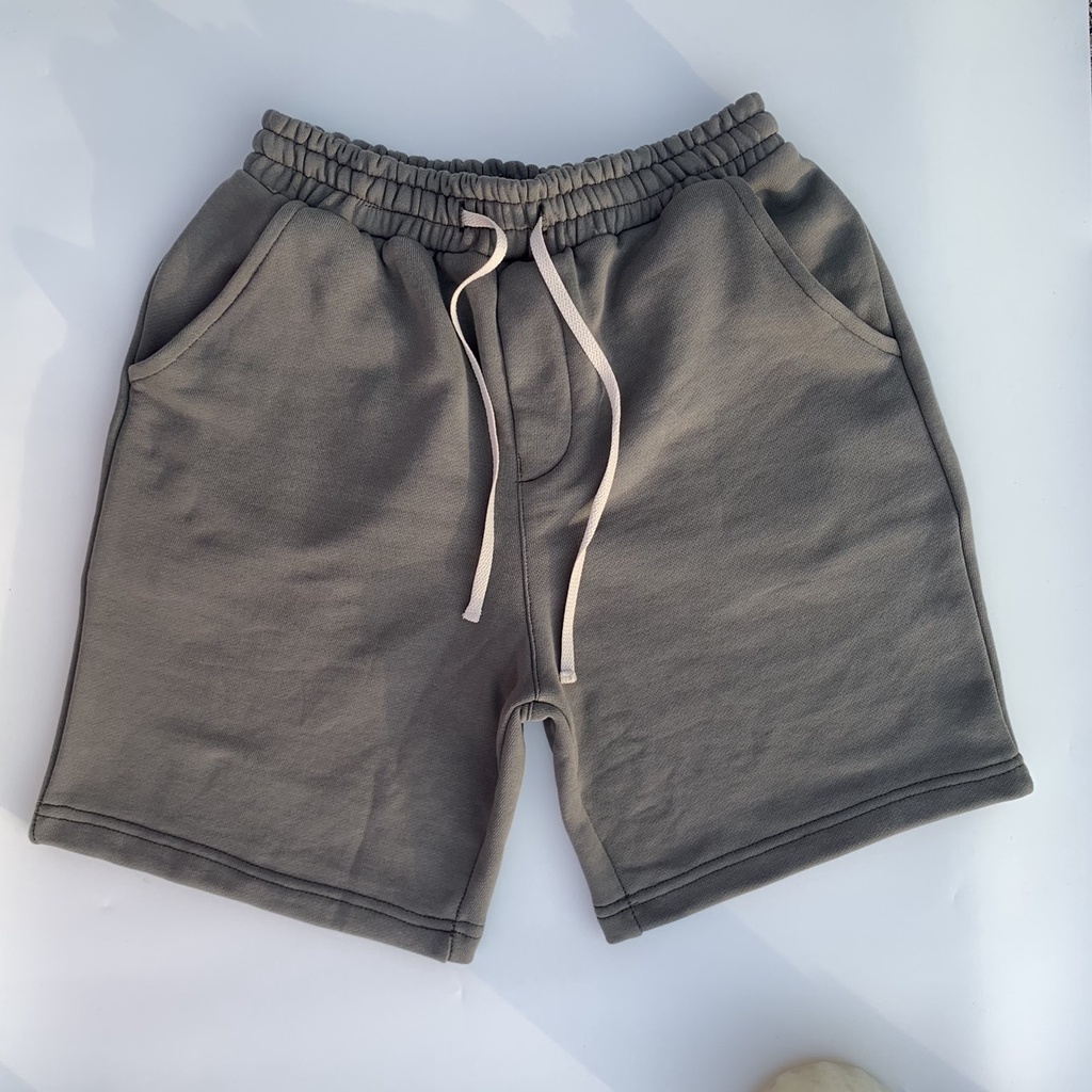 Quần short nỉ BACI màu xám chì 100% Cotton cao cấp dày dặn đứng form