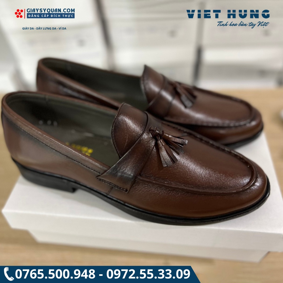 GIÀY LƯỜI NAM DA BÒ MÃ 272 NÂU
