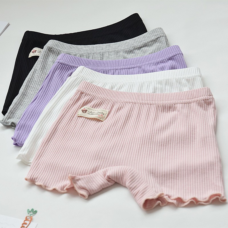 Quần mặc trong váy chất thun cotton tăm mềm thoáng an toàn trơn màu cho bé gái - H740