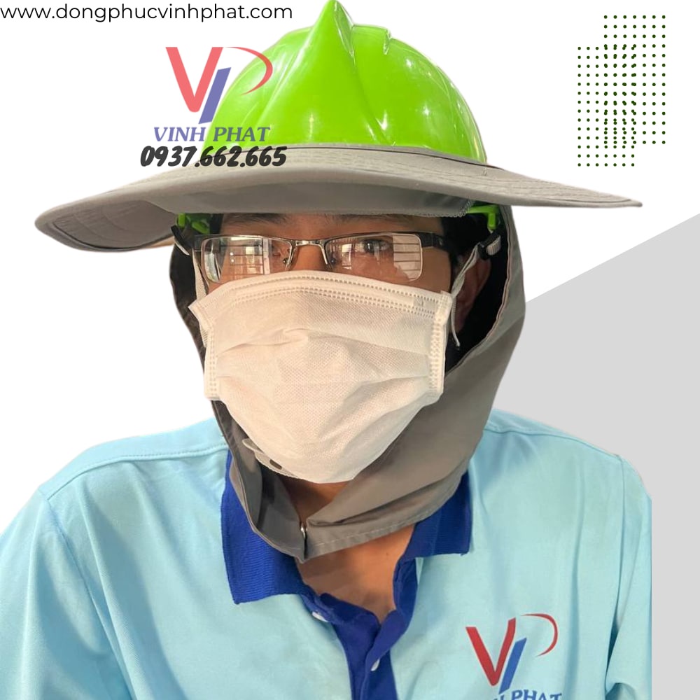 Vành mũ nón che nắng bảo hộ màu xám cho công nhân lao động chất lượng đảm bảo an toàn