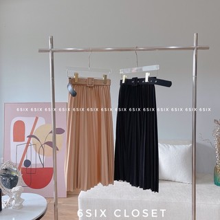 [6SIX closet] Chân váy dập ly kèm belt (FREESIZE)