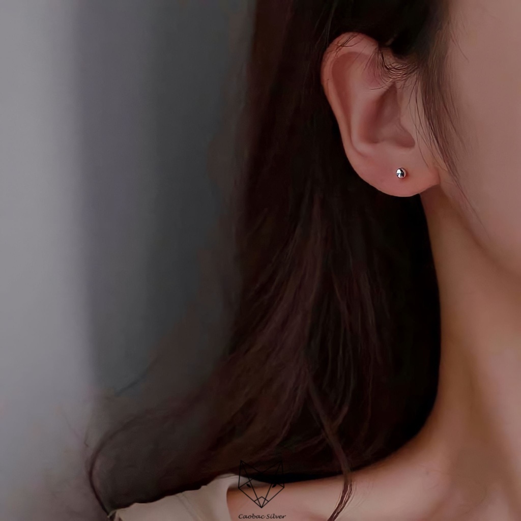 Combo Bộ 3 Đôi Bông Tai Nữ Bạc Ta CaoBac Silver Sao, Bi, Đá Phong Cách Unisex Cá Tính Đơn Giản