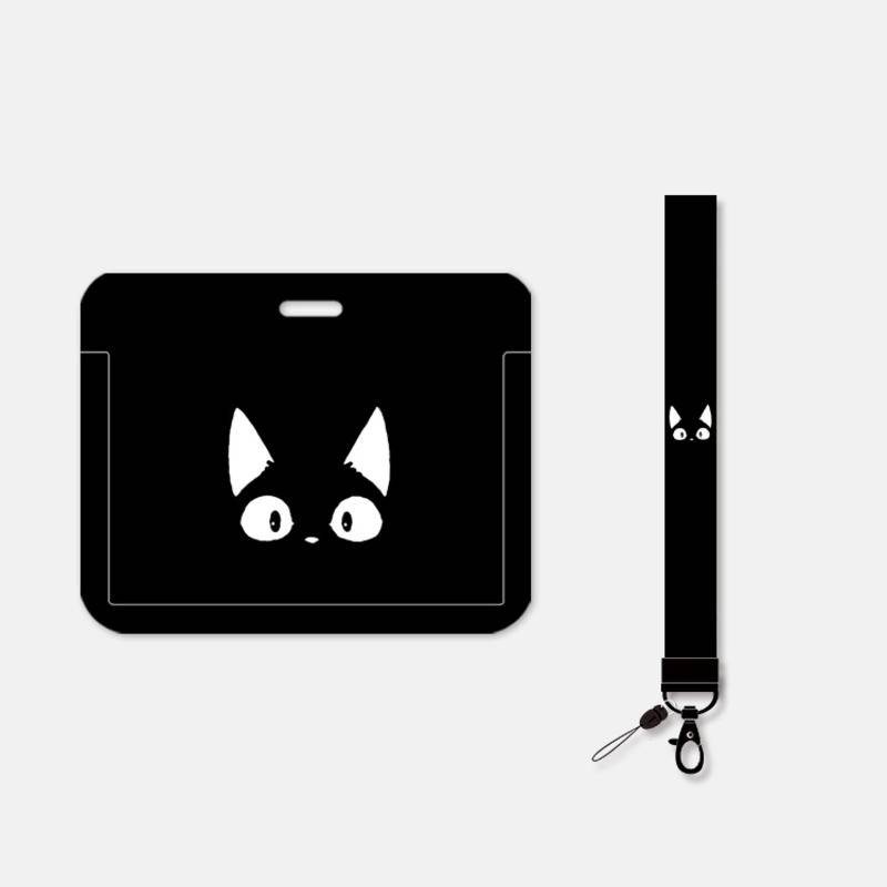 Thẻ Tên Hình Mèo Đen Đáng Yêu Cho Học Sinh / Xe Buýt / Thẻ Có Dây Treo Dạ Quang