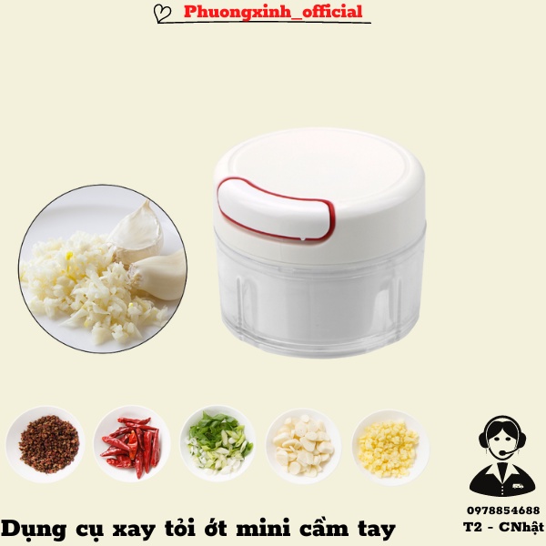 Dụng cụ xay tỏi ớt bằng tay Mini Food Chopper tiện lợi, máy xay tỏi, ớt thực phẩm cầm tay đa năng - phuongxinh_official