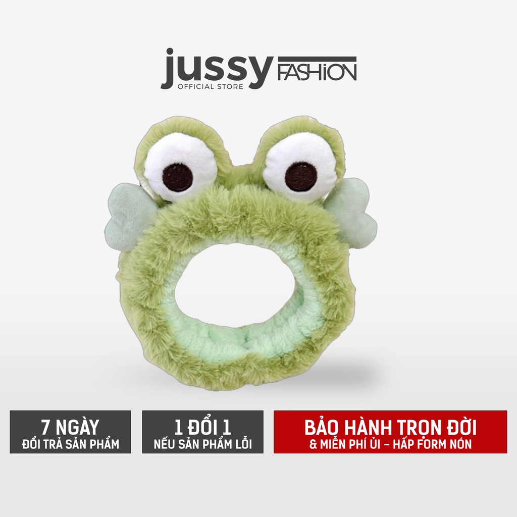 Băng Đô Cài Tóc Ếch Xanh Jussy Official Turban Chất Vải Nhung Mềm Mại Băng Đô Rửa Mặt Siêu Cute