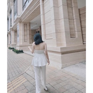 Set áo ống quần suông đũi