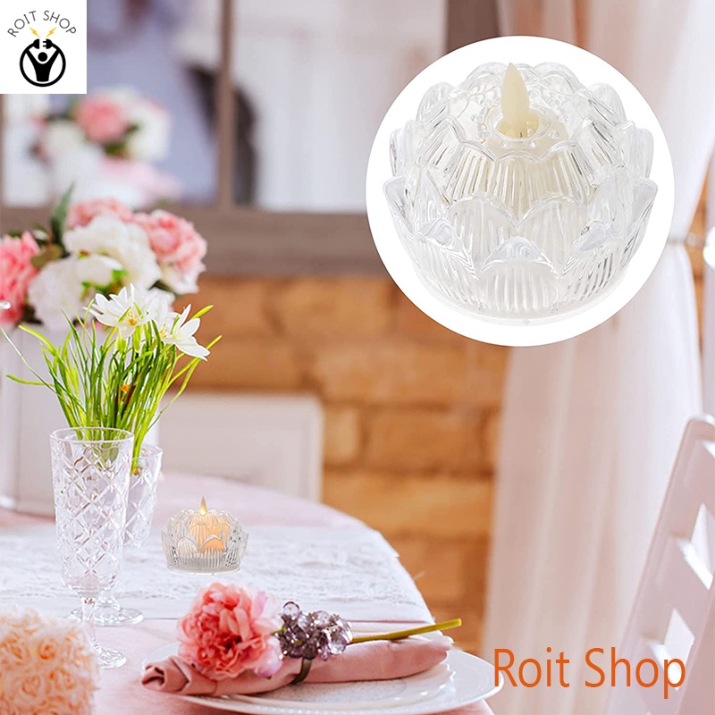 Đèn nến hoa sen điện tử trang trí - Sử dụng pin AG13  - Bộ 2 cái