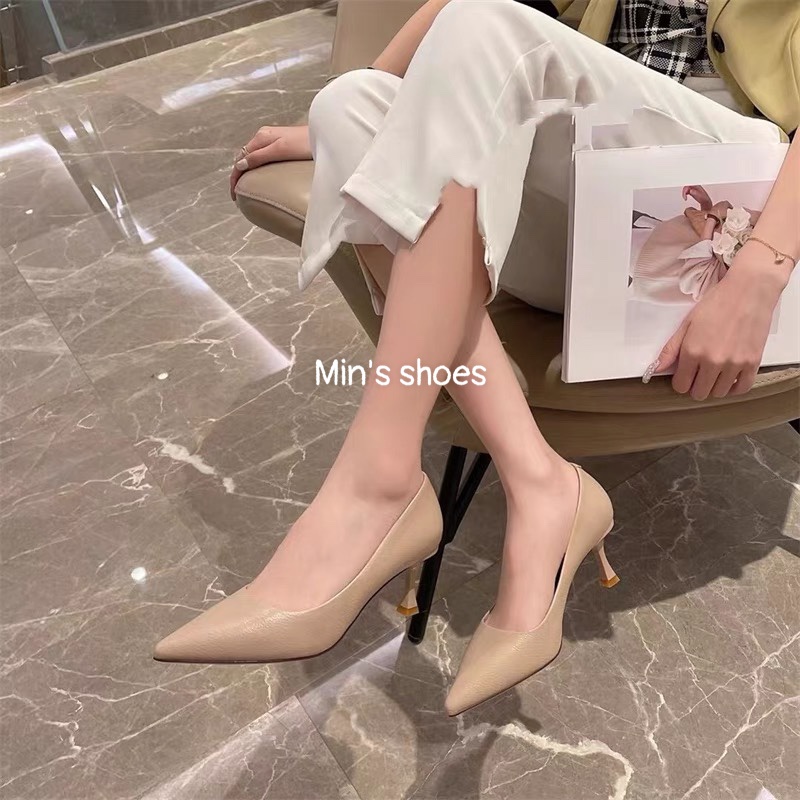 Min's Shoes - Giày Cao Gót Mũi Nhọn Da mềm Cao Cấp D394