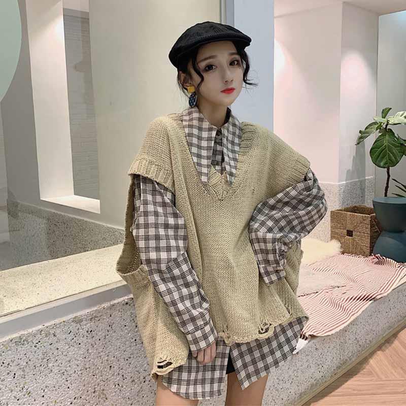 Áo Len Không Tay Thiết Kế Mới Thời Trang Mùa Xuân Thu Theo Phong Cách Hàn Quốc Cho