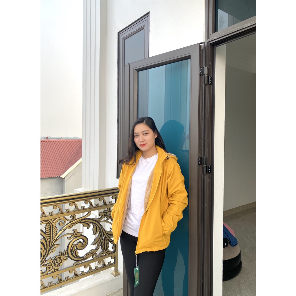 Áo khoác gió lót lông cừu , Áo khoác lót lông tráng bạc có túi trong cho thời tiết rét đậm hàng VNXK