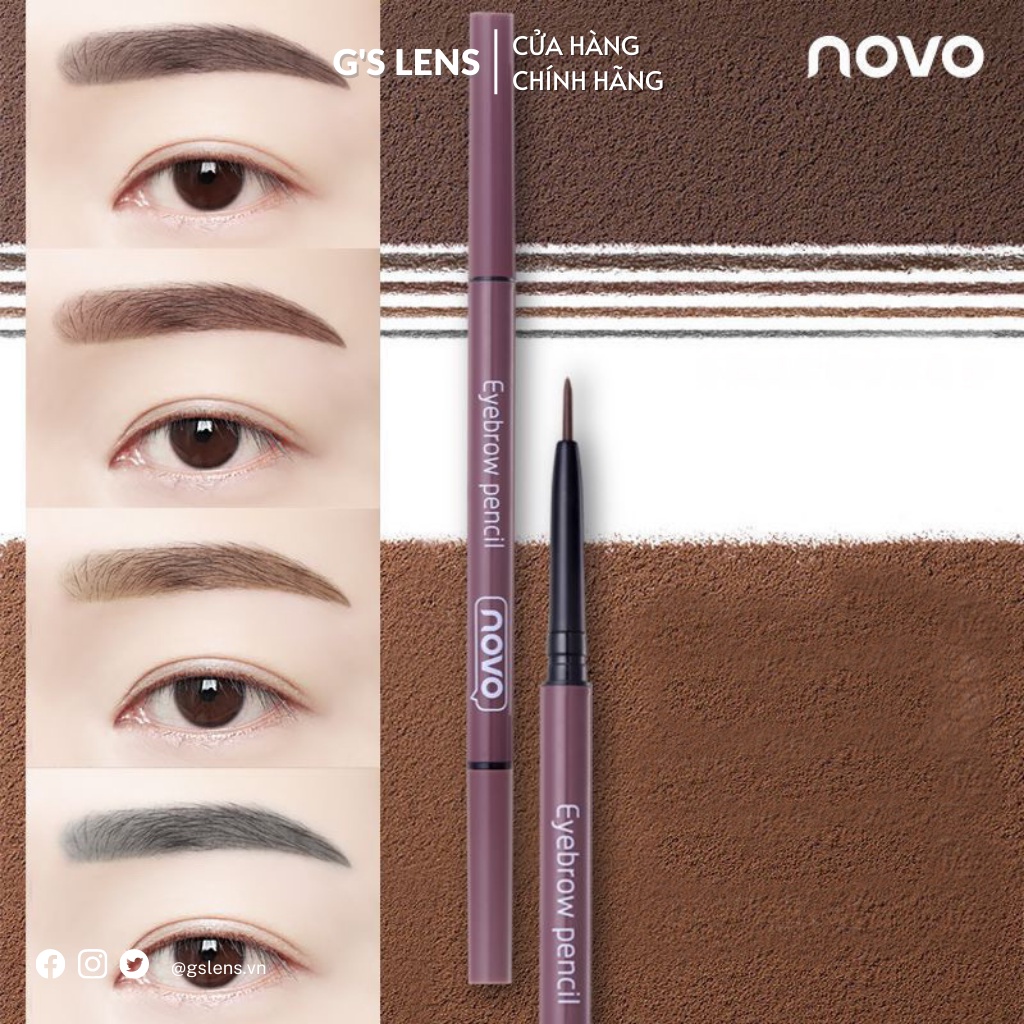 Chì Mày 2 Đầu Nét Mảnh Chính Hãng NOVO Simplicty Flexible Eyebrow Pen - G'S LENS