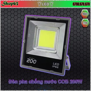 Đèn pha LED ánh sáng trắng chip COB cao cấp 200W - chống nước tốt (bao test - không đủ công suất đền gấp đôi)