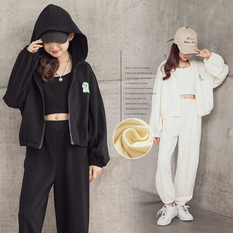 Đồ bé gái | Set Đồ Thể Thao Gồm Áo Hoodie Tay Dài + Áo Khoác Không Tay + Quần Dài Dành Cho Bé Gái 3-5 - 8-10 - 14 Tuổi