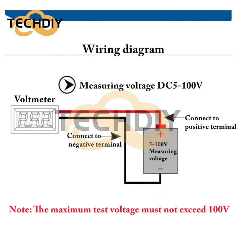 Vôn Kế DC 4-100V Màn Hình LED Kỹ Thuật Số Chuyên Dụng Cho Xe Hơi