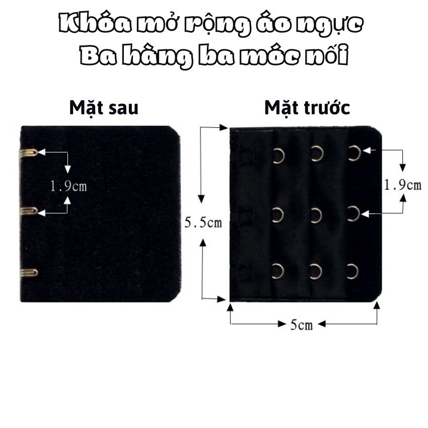 Mốc nối áo ngực vải chất polyester móc thép không gỉ, khóa mở rộng phụ kiện áo ngực cao cấp tiện ích Kingshop 062-063