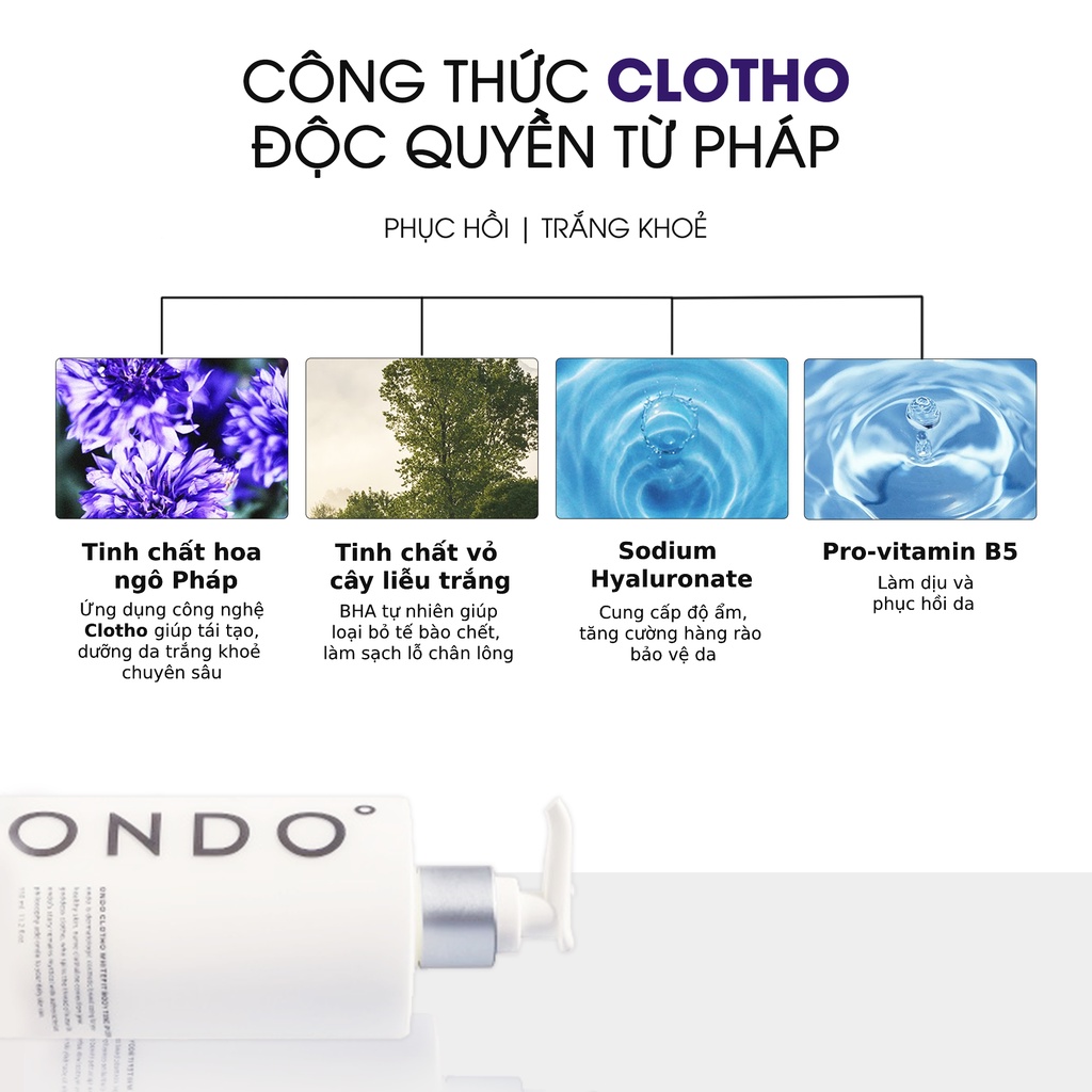 Kem dưỡng trắng nâng tone body Ondo Clotho Whitefit Body tone up cream 330ml