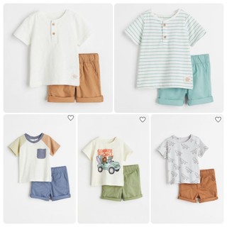 Bộ bé trai áo thun quần short kaki H&M