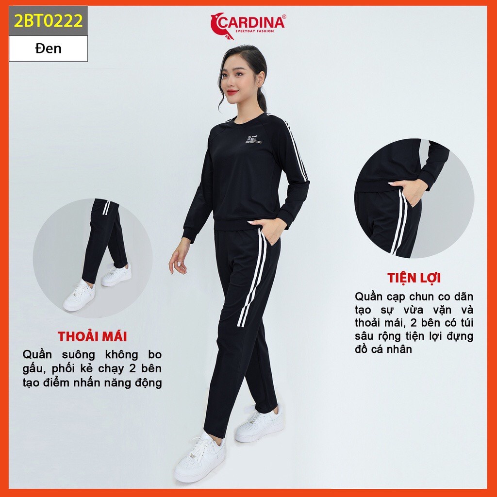 Bộ mặc nhà thu đông Cao Cấp 𝐂𝐀𝐑𝐃𝐈𝐍𝐀, Bộ quần Áo Dài tay vải Cotton Phong Cách Thể Thao Năng động Hình In Chữ Trẻ Trung