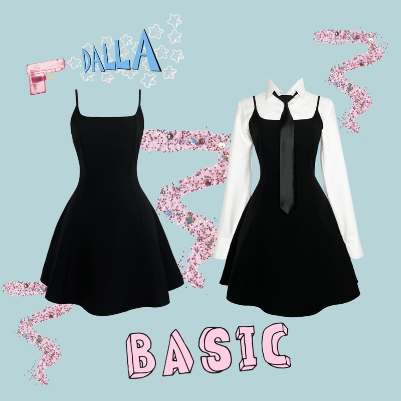 DALLA Đầm dây xòe cổ vuông (D4)