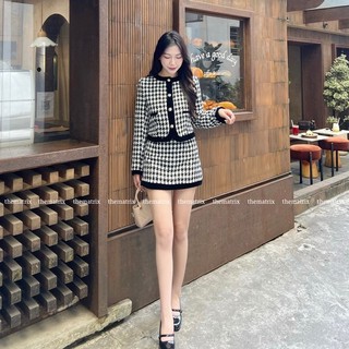 Set dạ tweed kẻ (ảnh thật tự chụp)