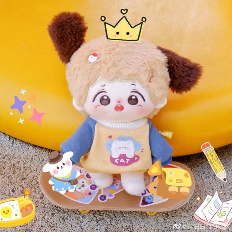 Áo hình mèo tay áo xanh 20cm
