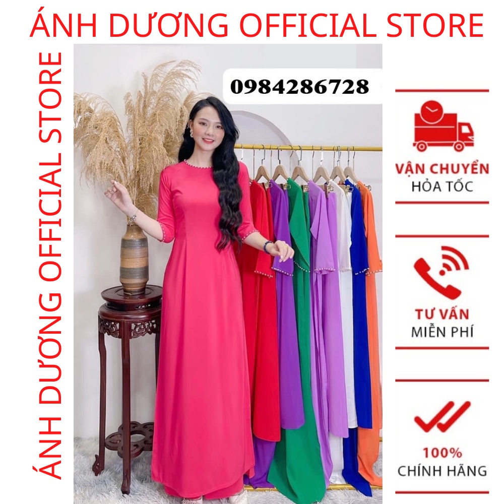 Áo Dài Thiết kế Dáng chuẩn-Vải Lụa Nhật cao cấp, Co Giãn thấm Hút mồ Hôi A100